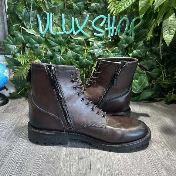 Thursday Boot Company Stomper Zip-Up Boot Brown Leather Mens 15 READ Boots